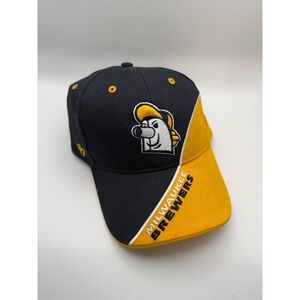 '47 Brand Milwaukee Brewers Hat Mens OSFA Navy Blue Gold Excellent Barrelman Cap